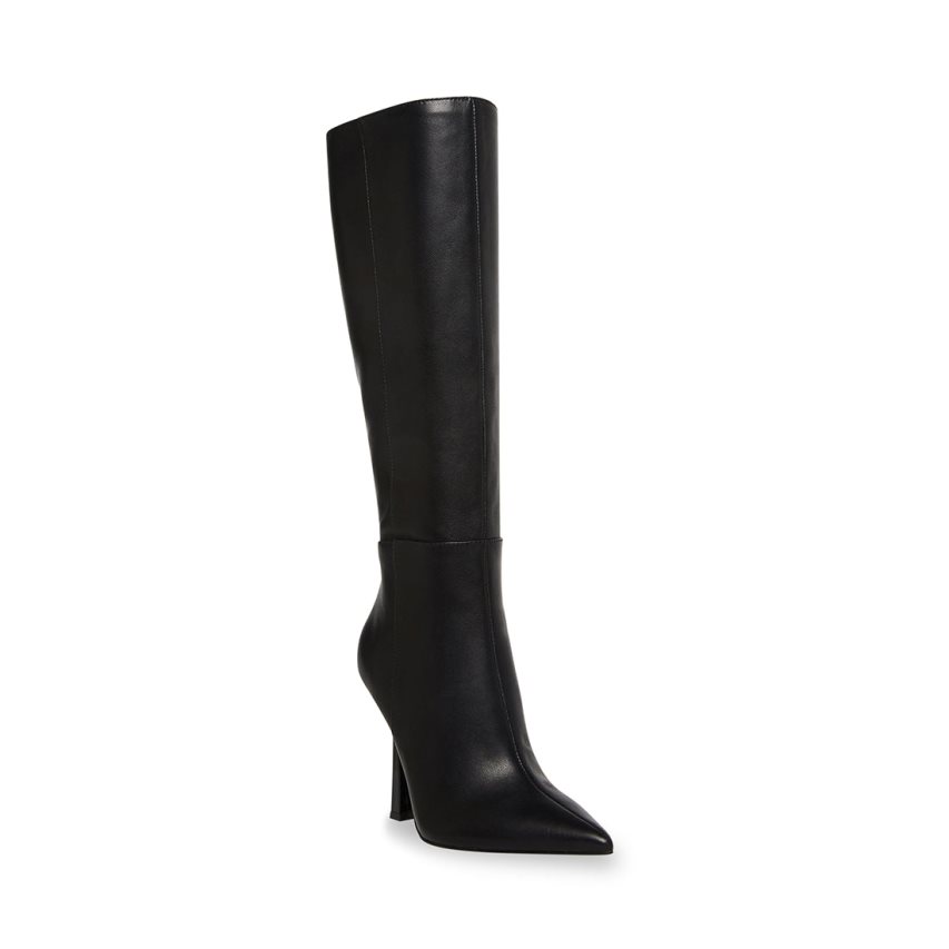 Black Steve Madden Kathleen Leather Women's High Boots | PH 4927YXA